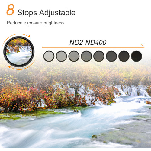 K&F Concept 72mm Variable Fader ND2-ND400 Filter VND KF01.1112 - 6